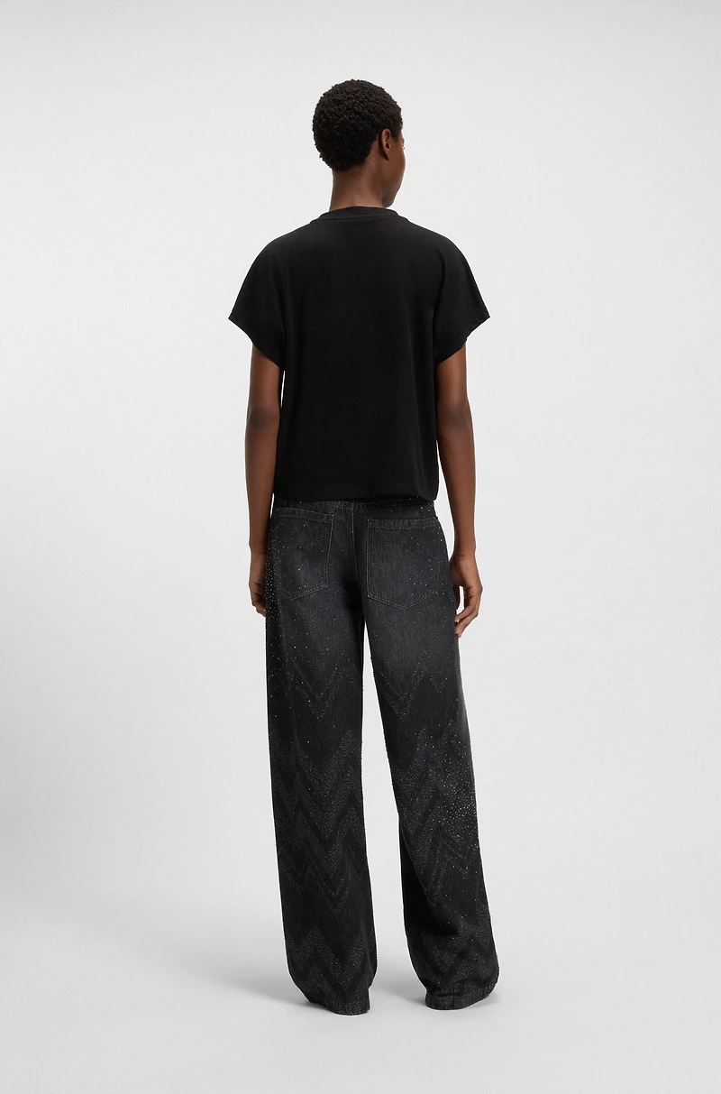 Crystal-artwork T-shirt cotton jersey