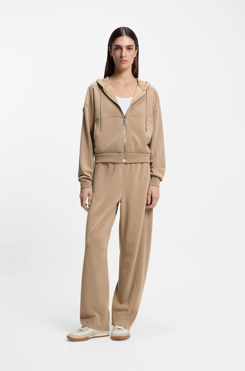 Logo-embroidery zip-up hoodie an oversized fit