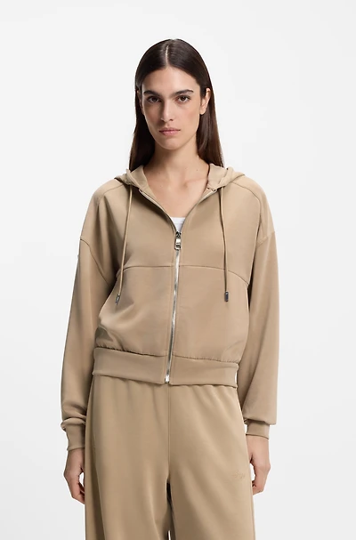 Logo-embroidery zip-up hoodie an oversized fit
