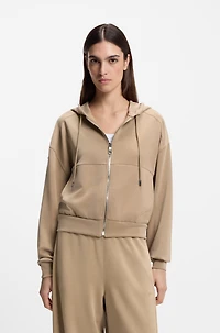 Logo-embroidery zip-up hoodie an oversized fit