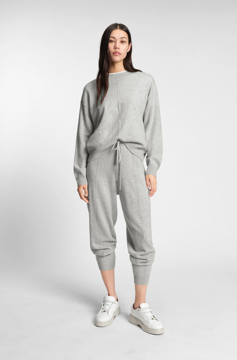 Cashmere tracksuit bottoms with cuffed hems