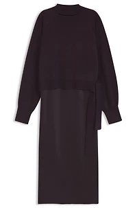 Two-in-one dress with wool-cashmere sweater layer