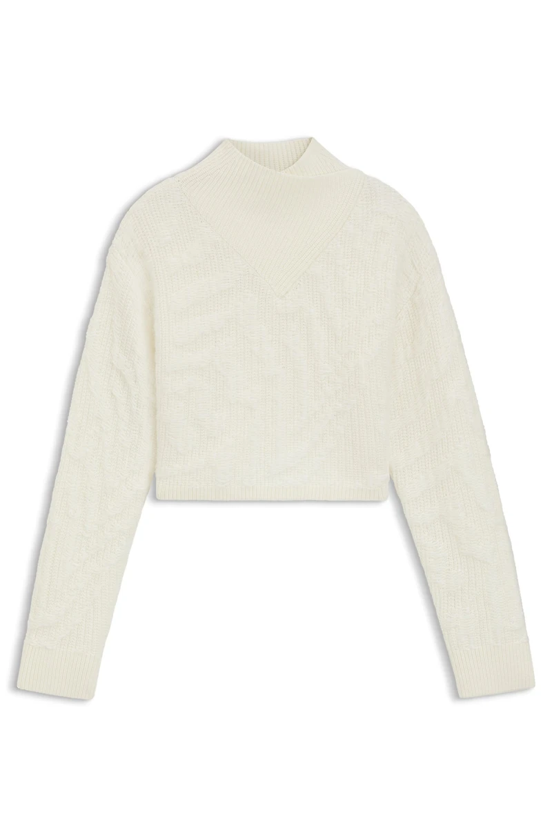 Cropped wool-blend sweater with layered neckline