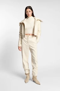 Cropped wool-blend sweater with layered neckline