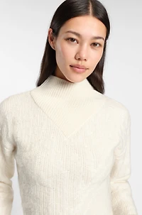 Cropped wool-blend sweater with layered neckline