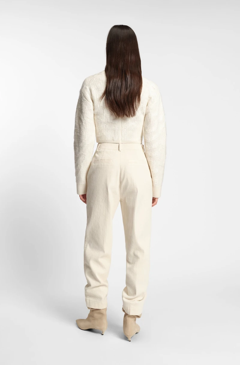 Cropped wool-blend sweater with layered neckline