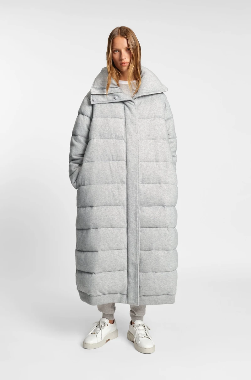 Padded coat virgin wool and cashmere