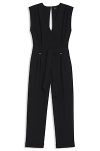 Wrap-front jumpsuit with hardware snaps