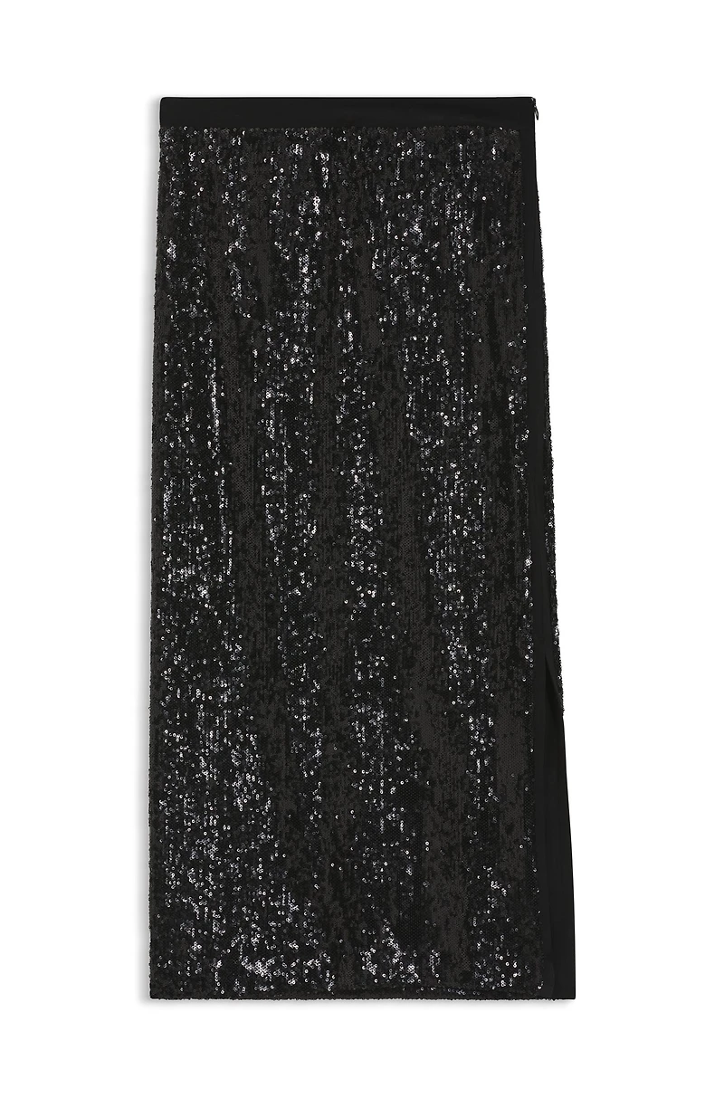 Sequin-embellished skirt with lustrous inserts