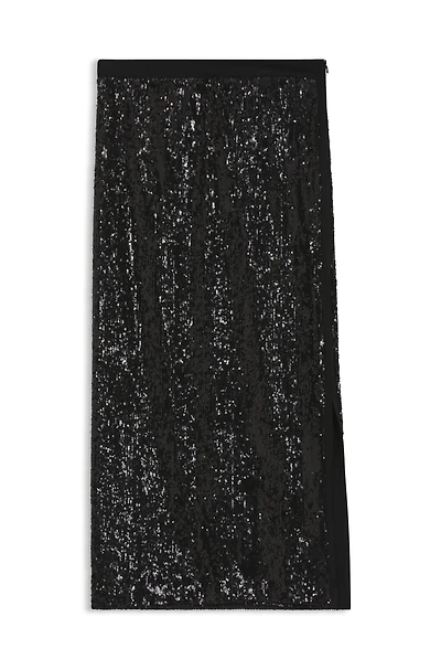 Sequin-embellished skirt with lustrous inserts