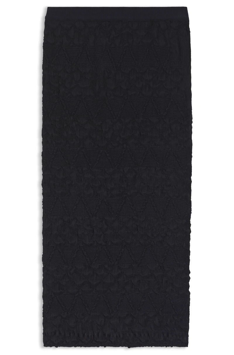 Pencil skirt with geometric plissé