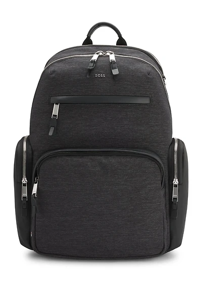 Backpack with contrast side pockets
