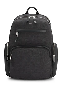 Backpack with contrast side pockets