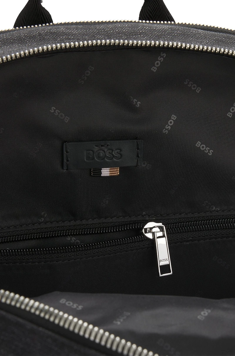 Backpack with contrast side pockets