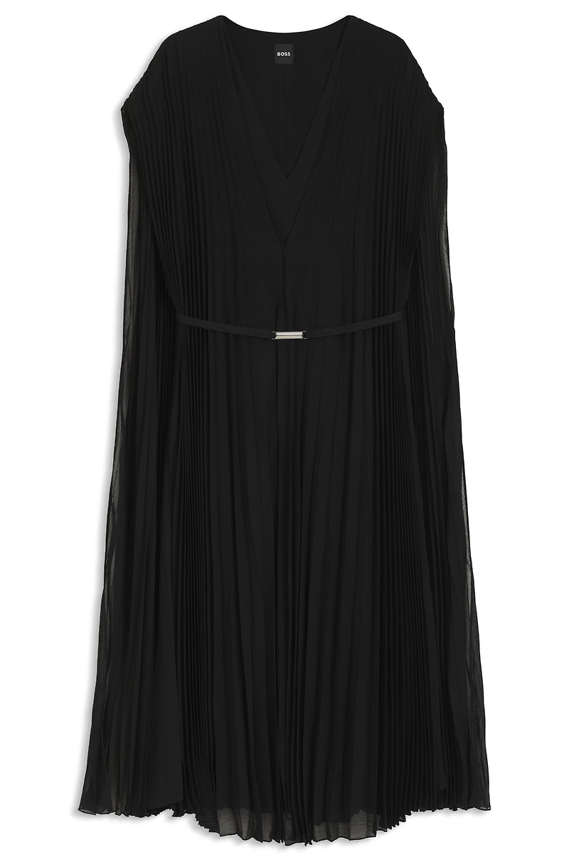 Belted dress crinkle chiffon with overlay