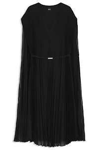 Belted dress crinkle chiffon with overlay