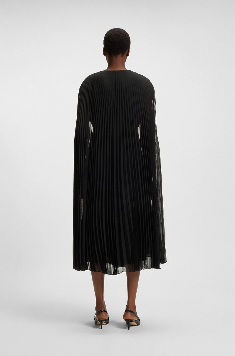 Belted dress crinkle chiffon with overlay