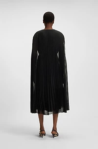 Belted dress crinkle chiffon with overlay