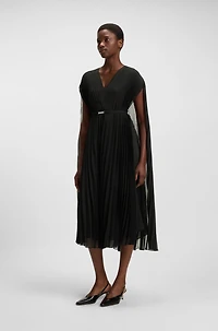 Belted dress crinkle chiffon with overlay