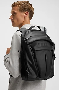 Faux-leather backpack with logo detail