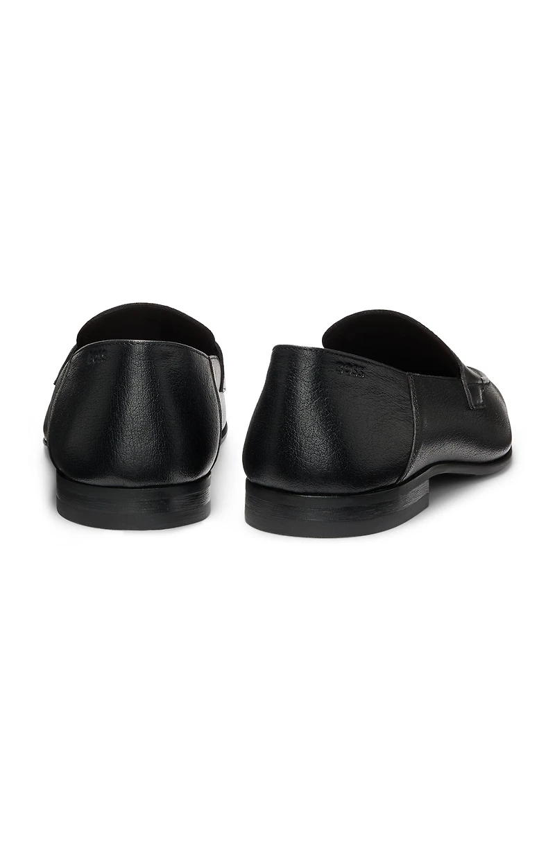 Tumbled-leather loafers with penny trim