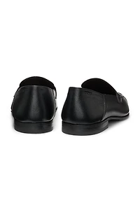 Tumbled-leather loafers with penny trim