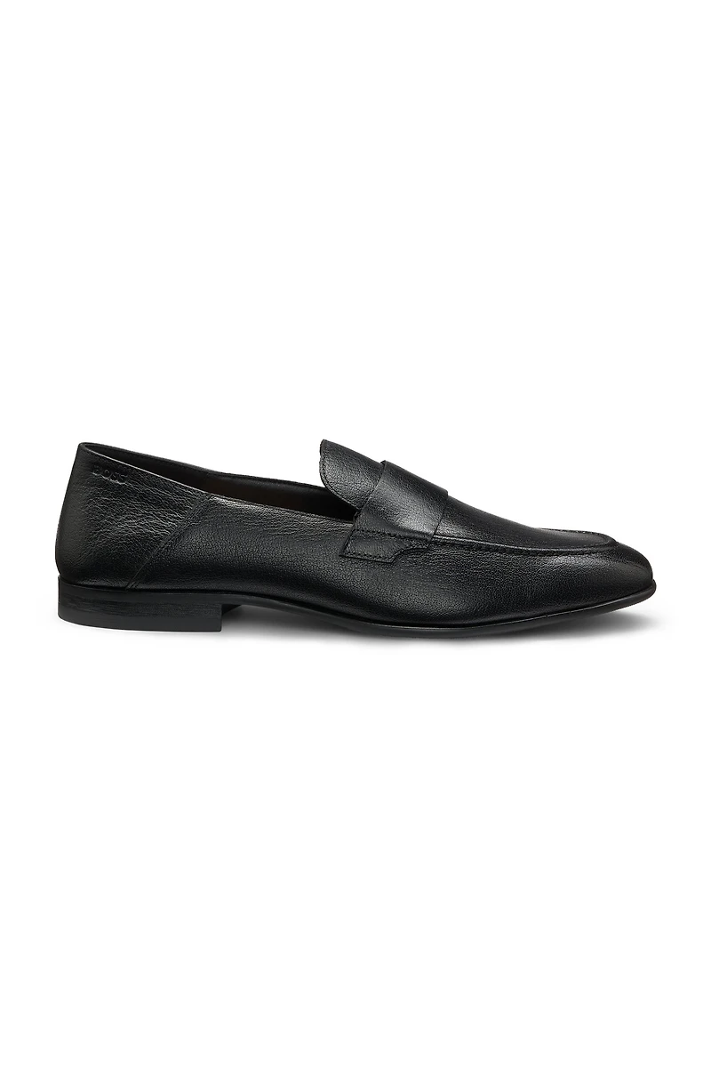 Tumbled-leather loafers with penny trim
