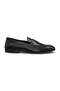 Tumbled-leather loafers with penny trim
