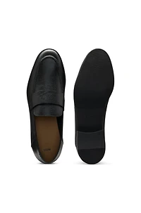 Tumbled-leather loafers with penny trim