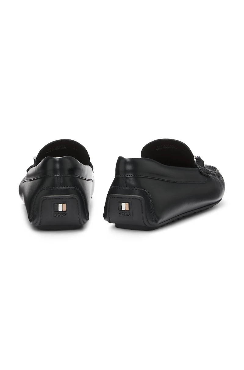 Leather loafers with branded hardware