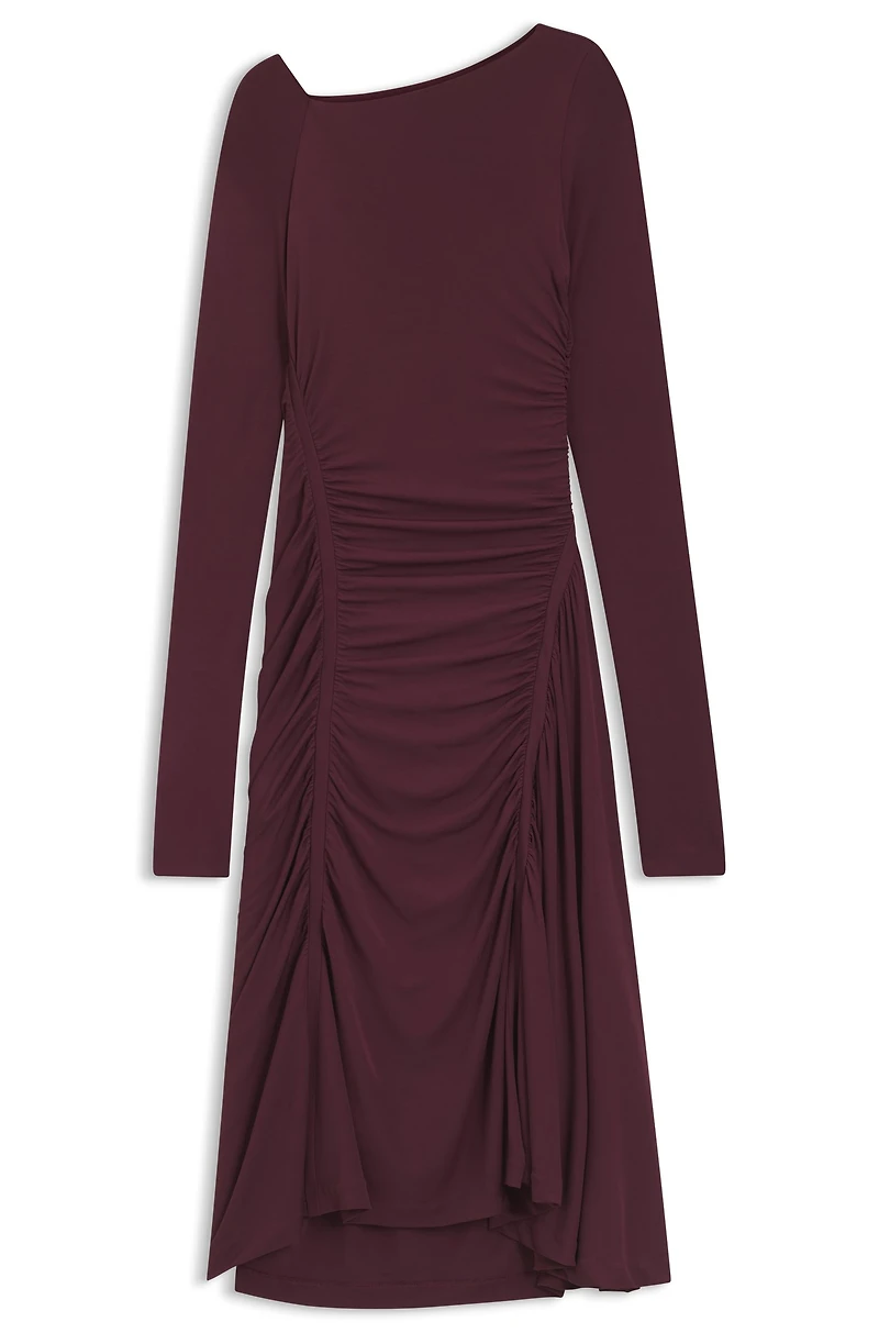 Gathered-detail dress matte jersey