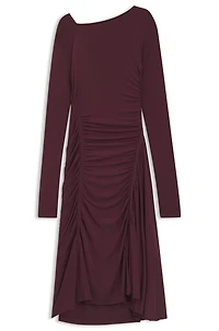 Gathered-detail dress matte jersey