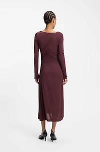 Gathered-detail dress matte jersey