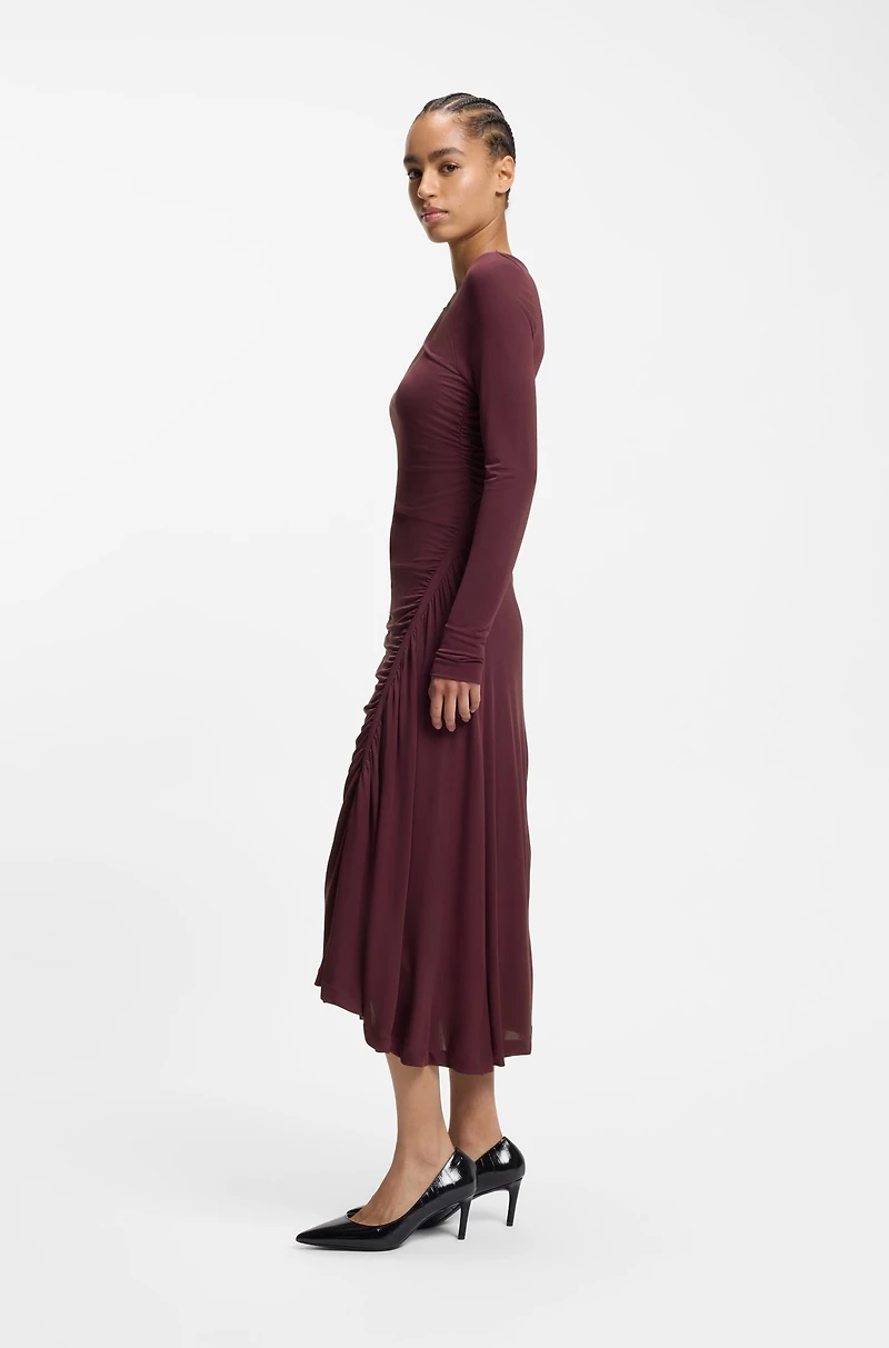 Gathered-detail dress matte jersey