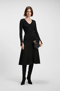 Boiled-wool skirt with A-line silhouette