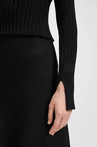 Boiled-wool skirt with A-line silhouette