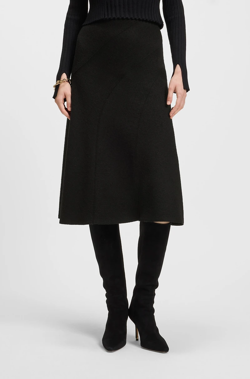 Boiled-wool skirt with A-line silhouette