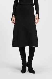 Boiled-wool skirt with A-line silhouette