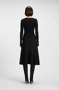 Boiled-wool skirt with A-line silhouette