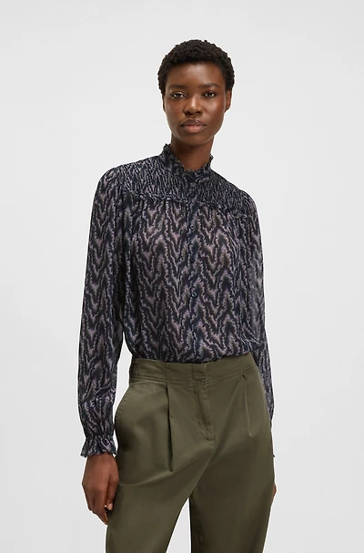 Regular-fit blouse printed crepe Georgette