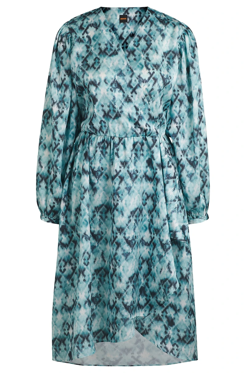Printed dress hammered satin