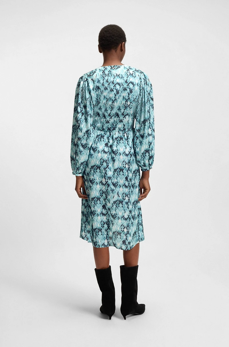 Printed dress hammered satin