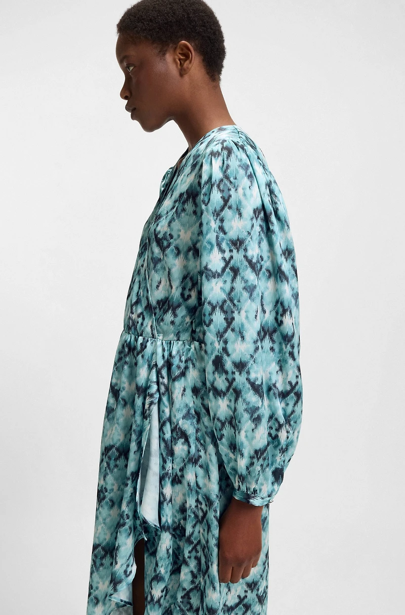 Printed dress hammered satin