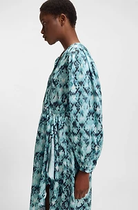 Printed dress hammered satin