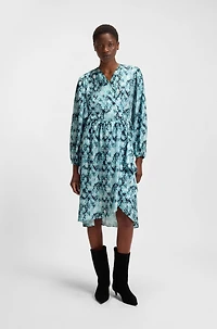 Printed dress hammered satin