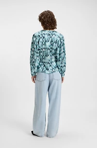 Regular-fit blouse printed hammered satin