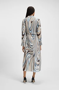 Wrap-front dress with swirl print