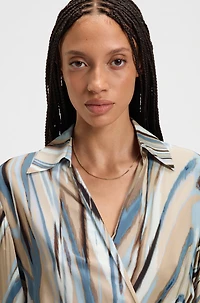 Wrap-front dress with swirl print