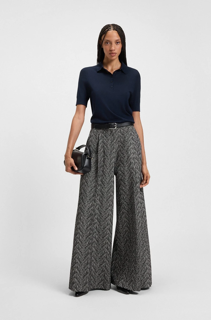 Regular-fit trousers herringbone tweed