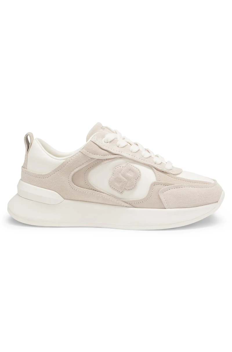 Suede-trim trainers with Double B monogram